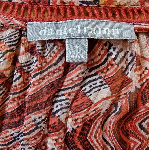 Daniel Rainn Sheer Stylish Boho Rust Multi-Coloured Flowy Blouse - Picture 6 of 8